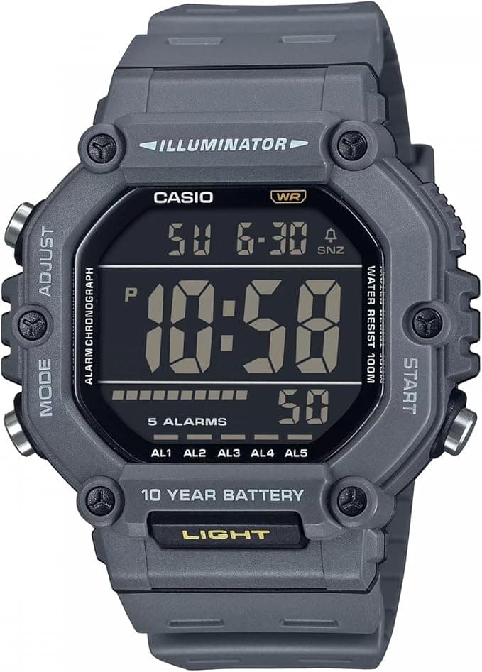 Casio Męski cyfrowy zegarek kwarcowy z plastikowym paskiem AE-1600H-8BVEF, szary