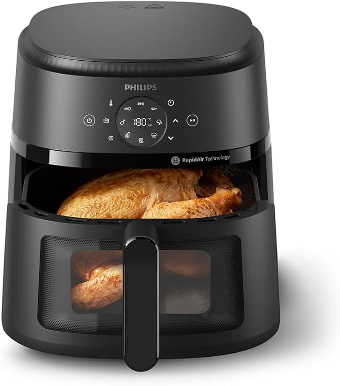 Philips Ovi z serii 2000 – Klasyczny Airfryer 6,2L z okienkiem, Technologia RapidAir, 13 Sposobów gotowania, 90% mniej tłuszczu