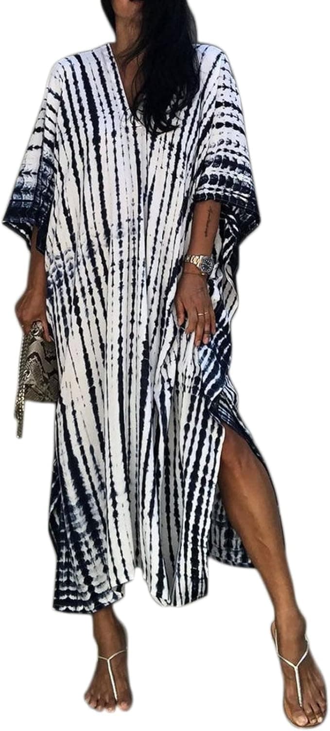 Baynetin Damska długa sukienka plażowa, maxi sukienka plażowa boho, kimono