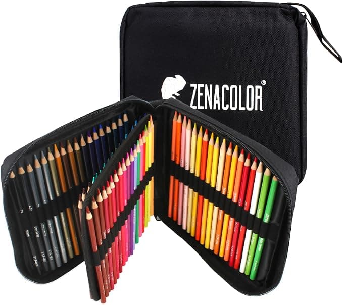 Zenacolor - 72 profesjonalne kredki kolorowe w etui - Kredki kolorowe dla dorosłych i dzieci