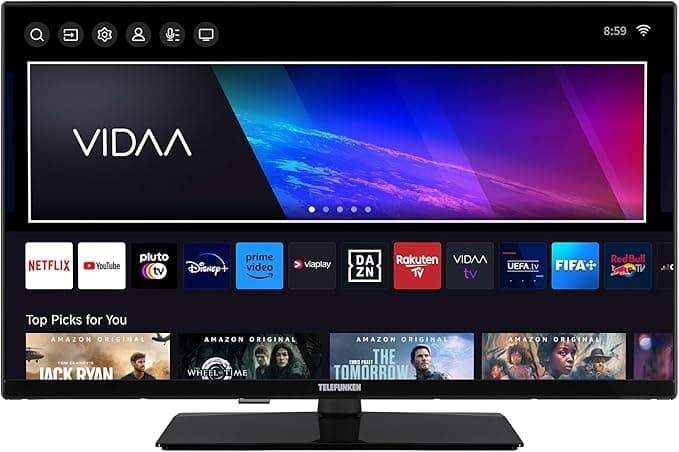 Telefunken VIDAA XH32VP750M 32-calowy telewizor HD Ready Smart z wbudowanym potrójnym tunerem LED Czarny